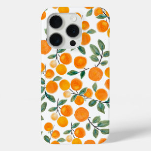 Coque iPhone 15 Pro Jolie aquarelle Orange Citrus Motif botanique