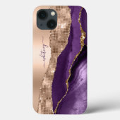 Case-Mate iPhone Case Marbre d'encre liquide Rose violet Élégant (Back)