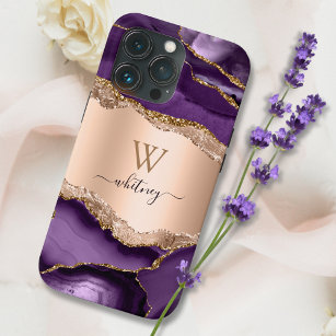 Case-Mate iPhone Case Marbre Elegant Encre Liquide Rose Or Purple Agate