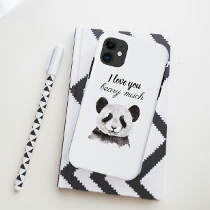 Case-Mate iPhone Case Moderne Je T'Aime Beary Beaucoup Panda Noir Et Bla