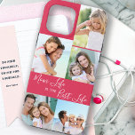 Case-Mate iPhone Case Mom Life is Best Life 5 Photo Bright Pink<br><div class="desc">Custom 5 Phophone case letton with Mom Life is the Best Life (Editable for Mum, Mama, Momma, Mommy, etc.). The design features a personalized, wrap around, Phocollage with 5 of your favorite pictures, which are displayed as 1 vertical portrait and 4 square instagram. The design has a bright pink background...</div>
