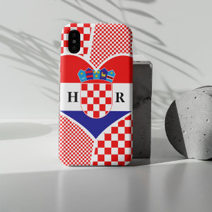 Case-Mate iPhone Case Monogramme Croate Drapeau Collage de coeur avec de