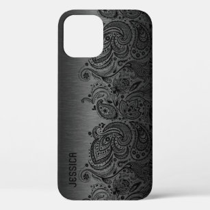 Case-Mate iPhone Case Noir métallique avec dentelle de marguerite noire