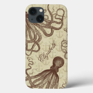 Case-Mate iPhone Case Octopus Brown vintage avec Ancres Personnalisé