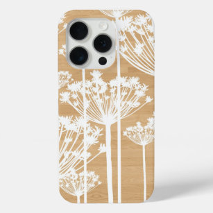 Coque iPhone 15 Pro Pissenlits blancs sur le cas en bois de l'iPhone 7
