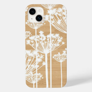 Coque Pour iPhone 14 Plus Pissenlits blancs sur le cas en bois de l'iPhone 7