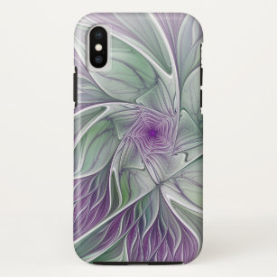 Case-Mate iPhone Case Rêve de fleurs, Abstrait violet vert Fractal Art