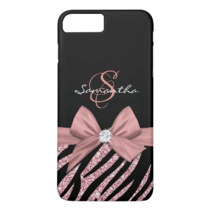 Case-Mate iPhone Case Rose Parties scintillant or noir Zebra Stripes Bow