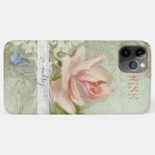 Case-Mate iPhone Case Roses roses blanches Vintages Peintes Papillon ave (Dos (Horizontal))