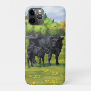 Case-Mate iPhone Case Vache d'Angus noir et veau mou en pâturage d'été