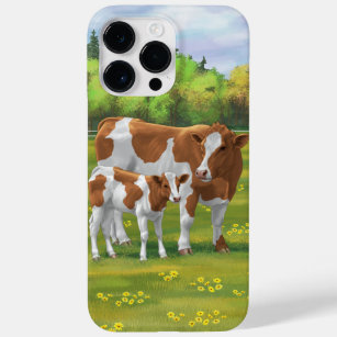 Coque Pour Pour iPhone 14 Pro Max Vache de Guernesey et veau mignon dans les pâturag