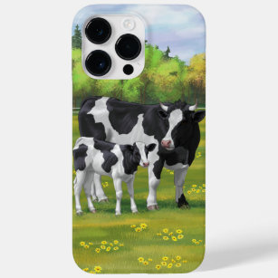 Coque Pour Pour iPhone 14 Pro Max Vache Holstein et veau coudu dans le pâturage d'ét