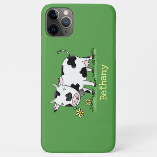 Case-Mate iPhone Case Vache mignonne en vert dessin animé sur le terrain