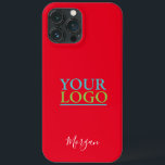 Case-Mate iPhone Case Your Logo/Art/Photo, White Script Name, Red<br><div class="desc">Personalize with your Logo,  Art or Photo and name in white script on red background.</div>
