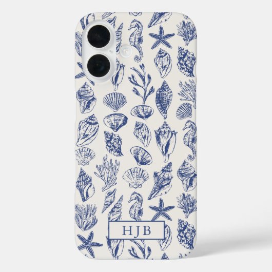 Case-Mate iPhone Coques de mer marine bleu croquis Monogramme (Verso)