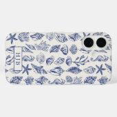 Case-Mate iPhone Coques de mer marine bleu croquis Monogramme (Verso (horizontal))