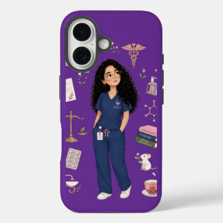 iPhone 16 Coques de téléphone violettes pour pharmacien 3D m
