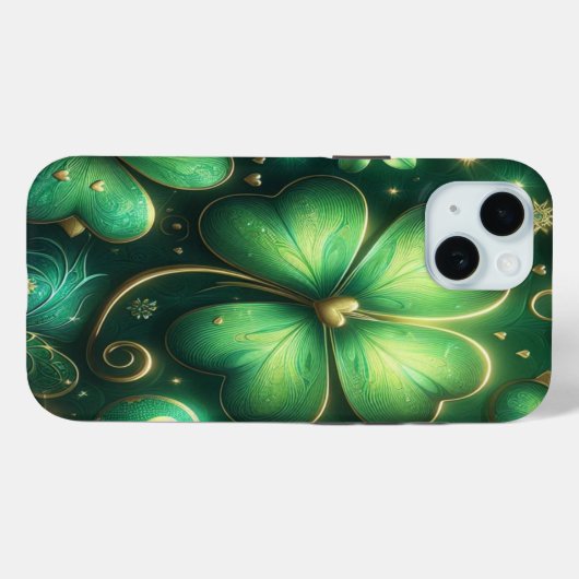 Case-Mate iPhone Coques Shamrocks Emerald Green (Verso (horizontal))