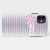 Case-Mate iPhone Pink & Turquoise Wavy Stripes coques monogrammes p (Dos (Horizontal))