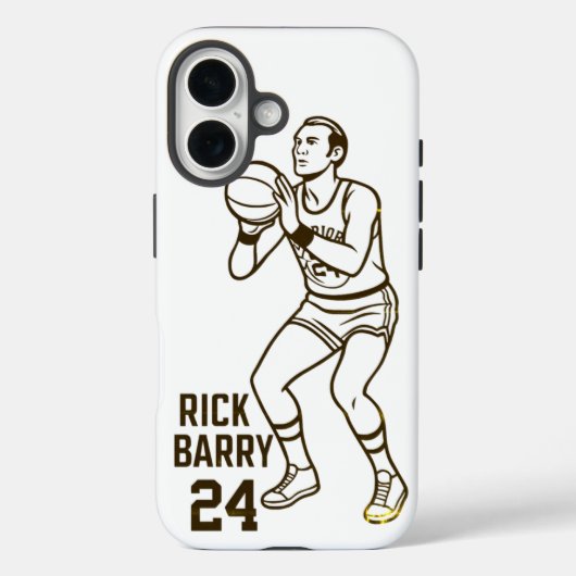 Case-Mate iPhone Rick Barry Basketball Legend Cartoon Coques classi (Verso)
