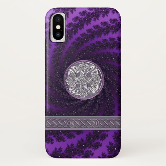 Case-Mate Pour iPhone Coque Céltic Fractal Purple Spiral (Dos)
