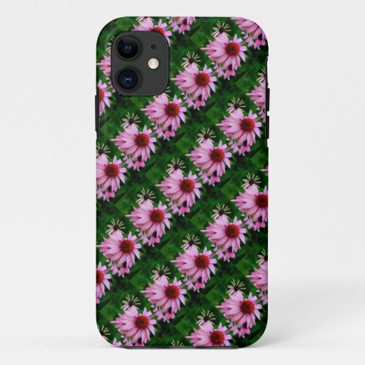 Case-Mate Pour iPhone fleurs d'échinacée rose sur coque vert (Dos)