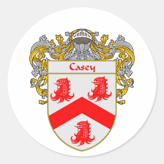 Casey Coat of Arms (Mantled) Ronde Sticker (Voorkant)