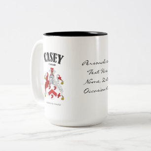 Casey Family Crest, vertaling en betekenis Tweekleurige Koffiemok