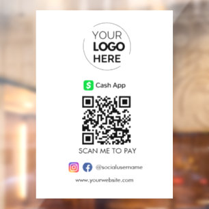 Cash App QR Code Betaling Scannen naar zakelijke Raamsticker
