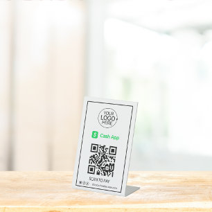 Cash App QR Code Betaling Toevoegen Logo Social Me Reclamebord Met Voetstuk