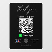 Cash App QR Code Logo Bedankt Scan om te betalen Raamsticker (Vel)