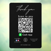Cash App QR Code Logo Bedankt Scan om te betalen Raamsticker (Vel 3)