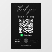 Cash App QR Code Logo Scan om te betalen Bedankt z Raamsticker (Vel)