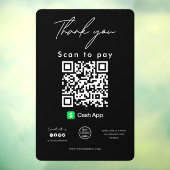 Cash App QR Code Logo Scan om te betalen Bedankt z Raamsticker (Vel 3)