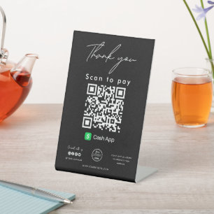 Cash App QR Code Logo Scan om te betalen Bedankt z Reclamebord Met Voetstuk