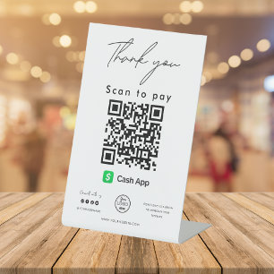 Cash App QR Code Logo Scannen naar betaling Bedank Reclamebord Met Voetstuk