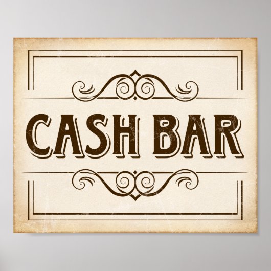  CASH BAR-gebarentafdruk Poster (Voorkant)