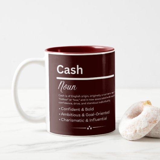 Cash Personalized Name Tweekleurige Koffiemok (Met donut)