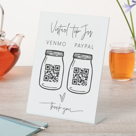 Cash Tips Onderteken Small Business Money Scan QR  Reclamebord Met Voetstuk (Insitu)