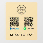 CashApp Pay PayPal QR-code scannen naar Logo Raamsticker (Vel)