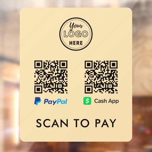CashApp Pay PayPal QR-code scannen naar Logo Raamsticker (Vel 2)