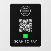 CashApp QR Code Scan naar Pay Modern Logo Black Raamsticker (Vel)