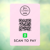 CashApp QR Code Scan naar Pay Modern Logo Roze Raamsticker (Vel 3)