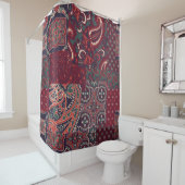 Cashmere Paisley Silk: Abstracte  patchwork Douchegordijn (In situ)