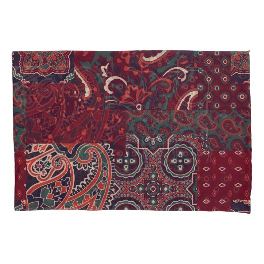 Cashmere Paisley Silk: Abstracte  patchwork Kussensloop (Voorkant)
