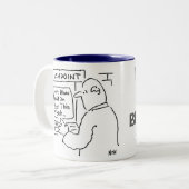 Cashpoint machine geeft advies tweekleurige koffiemok (Voorkant links)