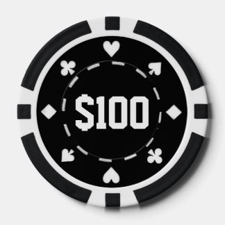 Casino, $100, pokerchips, zwart/wit poker chips
