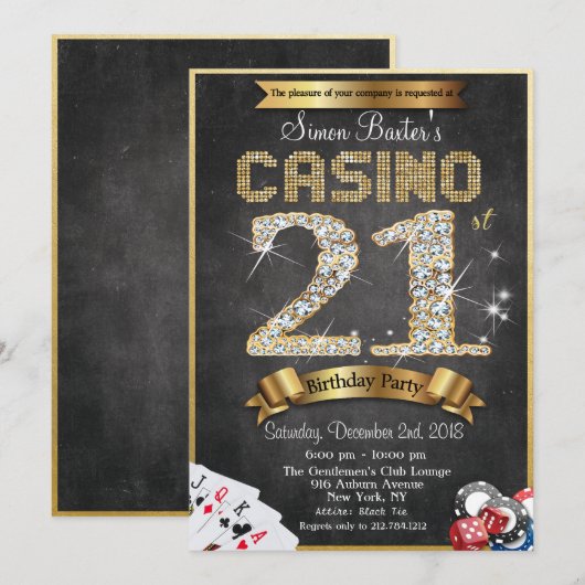 Casino 21ème Gold Diamond Invitation Anniversaire (Devant / Derrière)