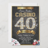 Casino 40th Gold Diamond Birthday Invitation Kaart (Voorkant)