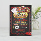 Casino 50th Birthday Invitation Kaart (Staand voorkant)